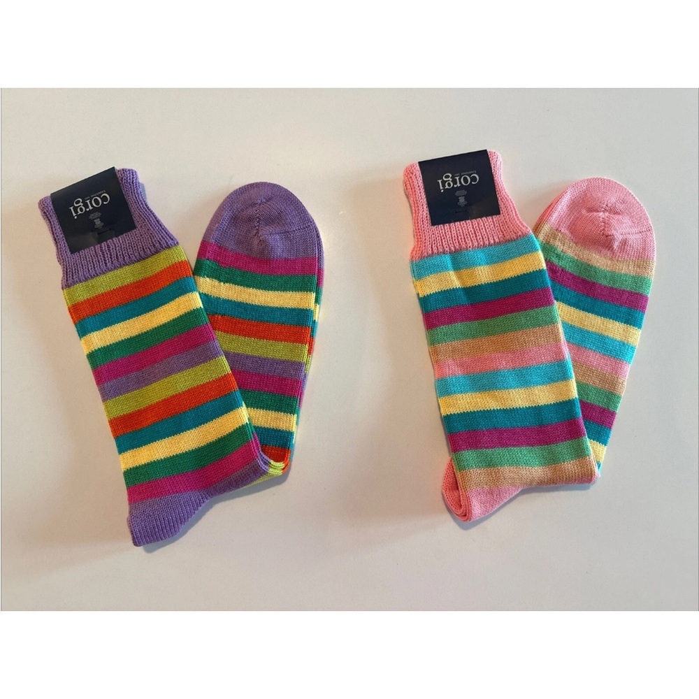 Men’s Striped Corgi Socks - 2 Pair